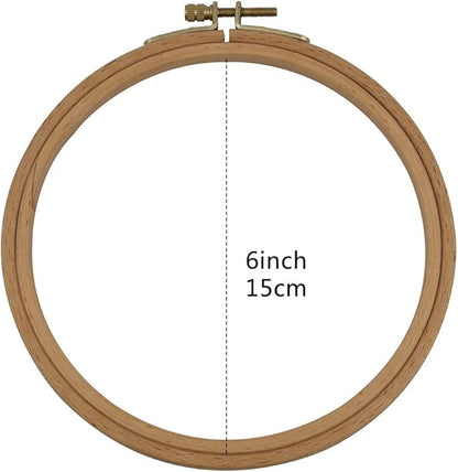 2 Pack 6 Inch Wood Embroidery Hoop, Guofa Beech Wood Cross Stitch Hoops for DIY Decoration