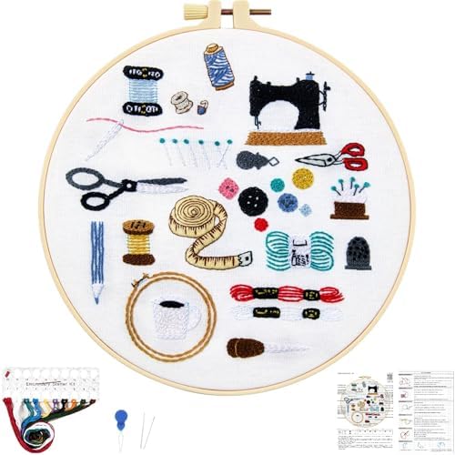 Crafmanoe Hand Embroidery Kits for Beginners Adults, Crewel Embroidery DIY Kits, Stamped Cross Stitch Kits for Beginners Adults Craft Kits for Women, Entire Set of Embroidery Supplies & Video Tutorial by Unknown