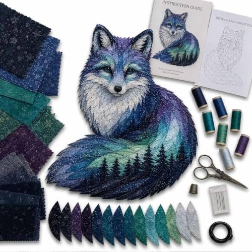 Northern Lights Wildlife DIY Patchwork Kit, Creative Layered Fabric Animal Craft, DIY Northern Lights Patchwork Sewing Kit, Handmade Home Decor Project, Unique Gift for Craft Lovers (#E) by Unknown