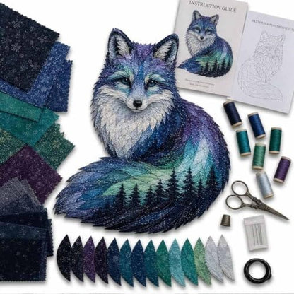Northern Lights Wildlife DIY Patchwork Kit, Creative Layered Fabric Animal Craft, DIY Northern Lights Patchwork Sewing Kit, Handmade Home Decor Project, Unique Gift for Craft Lovers (#E) by Unknown