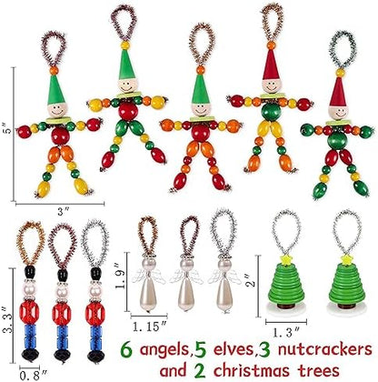 Tieshankao 16PCS Christmas Crafts DIY Beads Ornaments Kits for Adults Include Nutcracker, Angel, Elf, Tree - Xmas Holiday Toys Gifts Stocking Stuffers Decor Party Decorations Supplies(Need Assembly) - Image 4