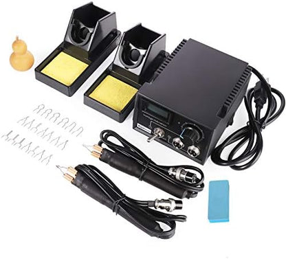 Wood Burning Machine Kit,Dual Pens 110V 60W Premium Quality Pyrography Machine,Digital Temperature Control Wood Burning Detailer with 20 Tips for Wood/Leather/Gourd (Digital Temperature Display) by TOPCHANCES