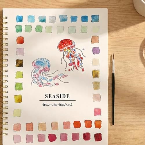 Beginner Watercolor Painting Kit with Seaside Watercolor Workbook, 12 Colors Watercolor Paint Set, Paint Brushes Included, Easy Art Set for Beginners - Image 4