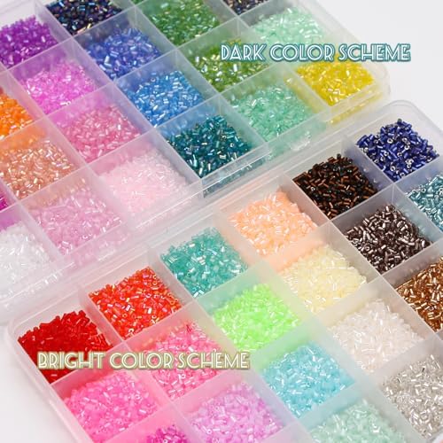EuTengHao 16800pcs Tube Beads Kit Glass Bugle Seed Beads Small Craft Beads for DIY Crafting Jewelry Making Supplies (3mm, 350 Per Color, 48 Colors) - Image 3
