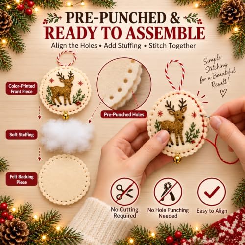 Christmas Embroidery Kit, 12PCS DIY Ornament Set for Beginners - Image 4