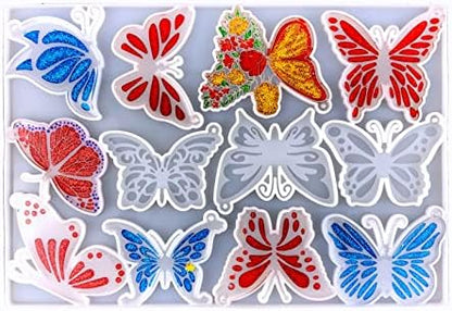 ID Tags for Butterfly Keychain Key Rings Earrings Silicone Resin Mold Varieties Butterflies Shaped Epoxy Silicone Casting Molds for Pendant Ornament, 3D DIY Making Keychain Decor Crafts - Image 7