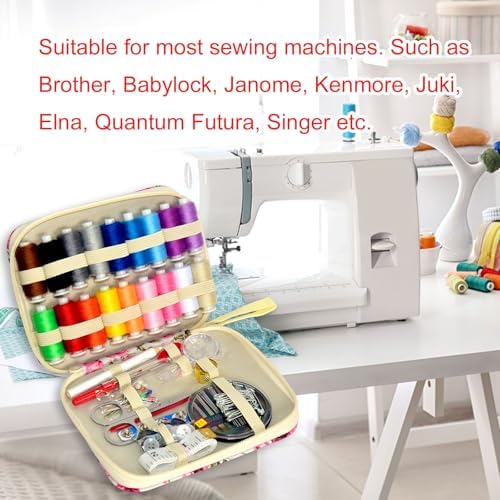 Sewing Kit with Case Portable Sewing Supplies for Home Traveler, Adults, Beginner, Emergency, Contains 18 Sewing Thread, Scissors, Needles, Measure etc,Black (red Rose） - Image 5