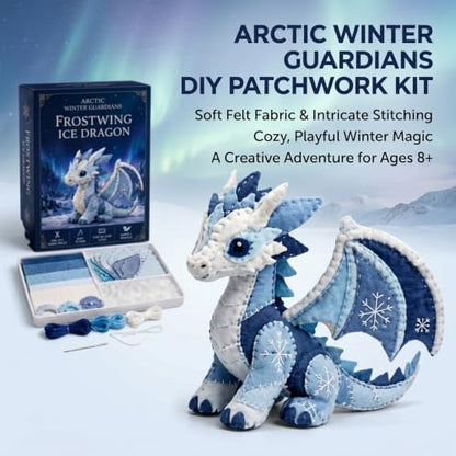 Winter Guardians DIY Patchwork Kit, Felt Animal Sewing Kit for Adults & Beginners, 3D Stuffed Mythical Creature Needle and Thread Kit Craft Sewing Project Kits fo (Winter Night Owl) - Image 7