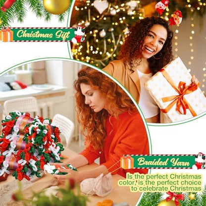 Threlaco 12 Skein Christmas Loop Yarn for Finger Knitting, Red, White,Green - Image 6