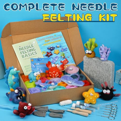 Needle Felting Kit, 12 Sea Animal, 42 Colors Wool Felting Kit for Beginners - Image 2