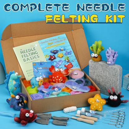 Needle Felting Kit, 12 Sea Animal, 42 Colors Wool Felting Kit for Beginners - Image 2
