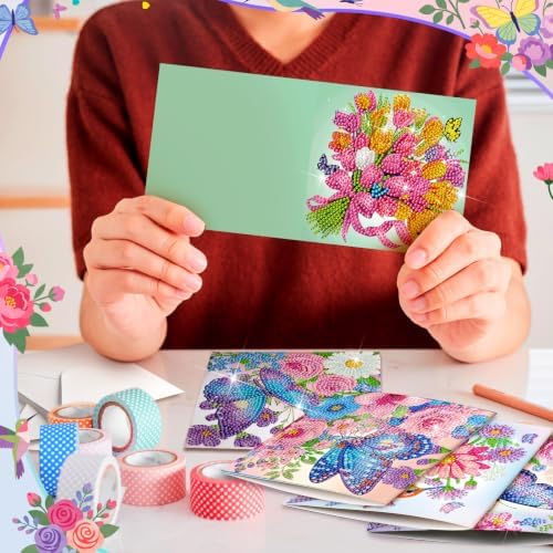 Saillong 24 Pack Butterfly Diamond Painting Greeting Card with Envelopes - Image 2