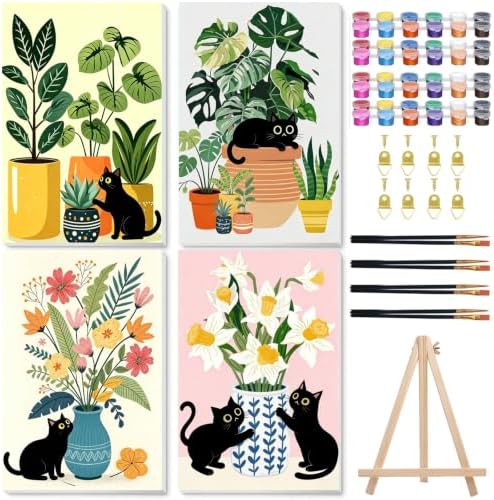 Cat Paint by Number for Adults, Paint by Numbers Kit for Adults 8x12 Inch by hkejoi