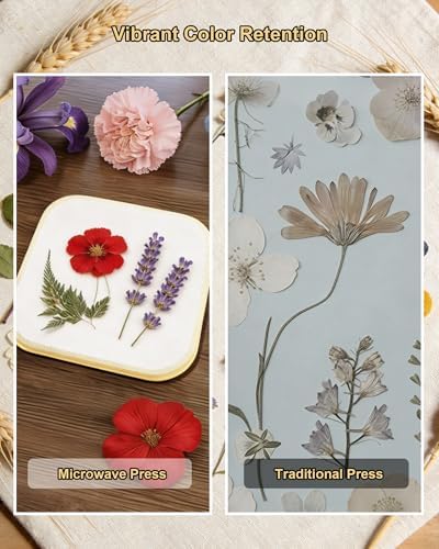 NEIGIKI Microwave Flower Press Kit, 9" Fast-Drying Flower Pressing Kit with Reusable & Washable Cloth, Vibrant Color Retention for Crafts Pressed Flowers, DIY Arts, Great Gifts for Adults & Kids - Image 5