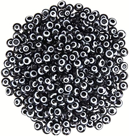200pcs Evil Eye Beads for DIY Bracelets Necklace Jewelry Making,Black 8mm (Black) - Image 5