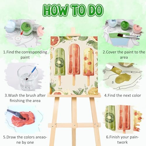 RICUVED Paint by Numbers for Adults, Summer Paint by Numbers Kit for Adults Beginners, Fruit Popsicle DIY Acrylic Oil Painting on Canvas Easy for Gift Home Wall Decor 16x20 Inch - Image 5