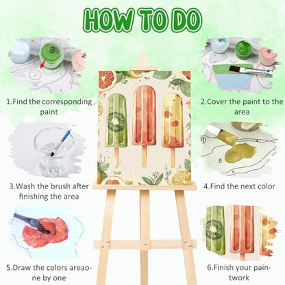 RICUVED Paint by Numbers for Adults, Summer Paint by Numbers Kit for Adults Beginners, Fruit Popsicle DIY Acrylic Oil Painting on Canvas Easy for Gift Home Wall Decor 16x20 Inch - Image 5