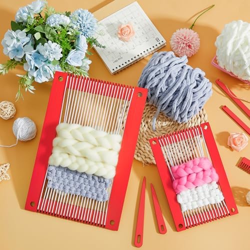 Juexica 7-piece Weaving Loom Kit for Beginners, Complete Wooden, Red - Image 5