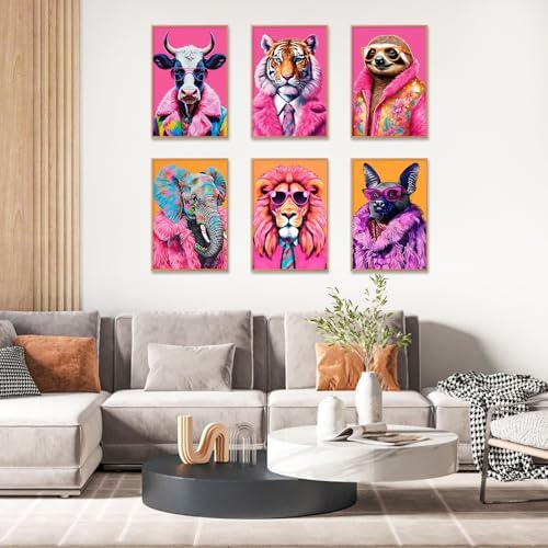 6 Pack Paint by Numbers Kit for Adults, Colorful Animal Canvas Painting Set - Image 6