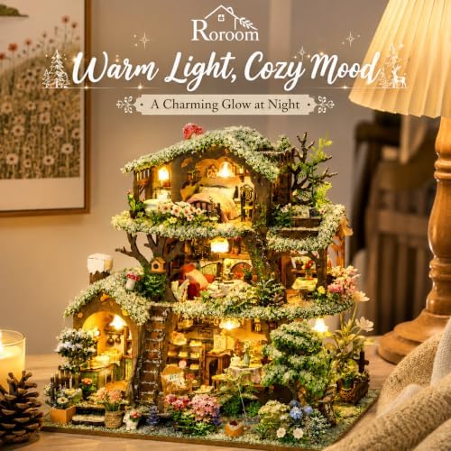 Roroom DIY Miniature House Kit, Snowy Fairy Forest House Dollhouse Kit - Image 5