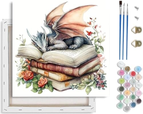 Paint by Numbers Kit for Adults-Dragon,Book DIY Paint by Number 10x10 Inch by TCDZMYGS