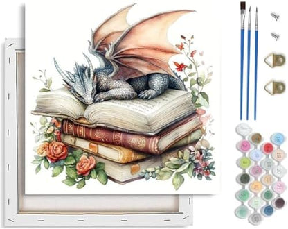 Paint by Numbers Kit for Adults-Dragon,Book DIY Paint by Number 10x10 Inch by TCDZMYGS
