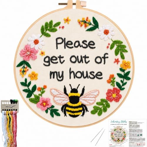 Nuberlic Please Get Out of My House Embroidery Kit, Stitch Craft Set by Nuberlic