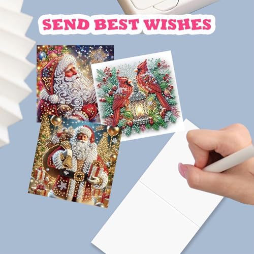 YOKUSHI 12 PCS Diamond Art Painting Christmas Greeting Cards with Envelopes, Snowman Craft DIY Card Making Kits for Adults Gifts (Christmas) - Image 5