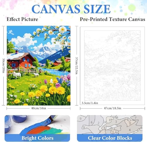 ZRIZQ Mountain Paint by Numbers Kit for Adults Beginner,Landscape,16x20 - Image 2