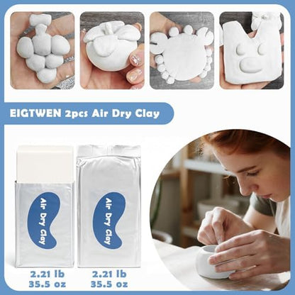 EIGTWEN 20pcs Air Dry Clay for Adults Kit, Full Tools, Ideal for Beginners - Image 3