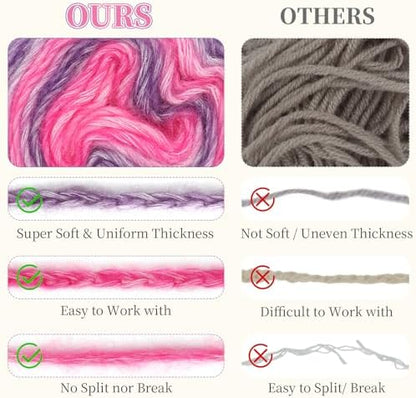 Aeelike Cake Yarn for Crocheting, Soft Ombre Crochet Yarn, Lotus Purple - Image 6