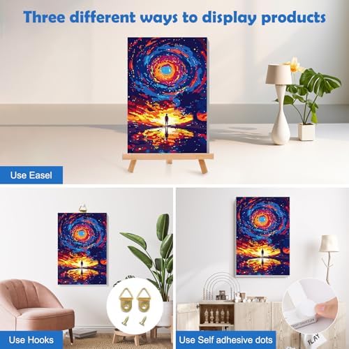 MOGTAA Starry Sky Paint by Numbers Kit for Adults Beginners with Frame, Landscape Adult Paint by Number Kits on Canvas with Easel, Easy DIY Oil Painting Kits for Home Decor, 8x12in - Image 3