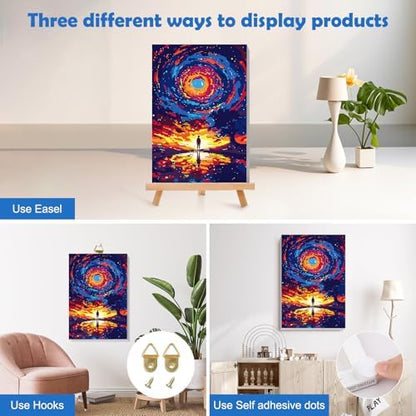 MOGTAA Starry Sky Paint by Numbers Kit for Adults Beginners with Frame, Landscape Adult Paint by Number Kits on Canvas with Easel, Easy DIY Oil Painting Kits for Home Decor, 8x12in - Image 3