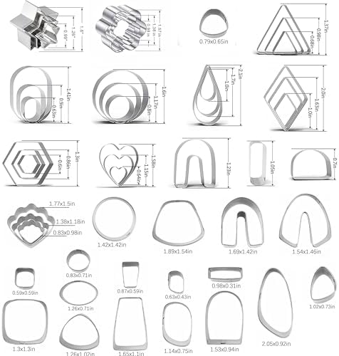 60 Pcs Clay Tools Set,Polymer Clay Earring Making Kit, 51 Shapes Stainless Steel Clay Cutters with 8 Circle Shape Cutters 1 Clay Letter Stamp Jewelry Making Sculpting Clay (60Pcs) - Image 2