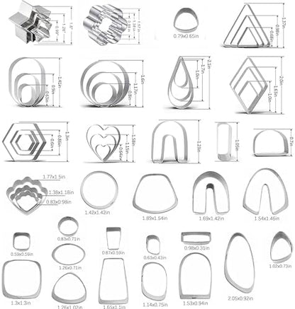 60 Pcs Clay Tools Set,Polymer Clay Earring Making Kit, 51 Shapes Stainless Steel Clay Cutters with 8 Circle Shape Cutters 1 Clay Letter Stamp Jewelry Making Sculpting Clay (60Pcs) - Image 2