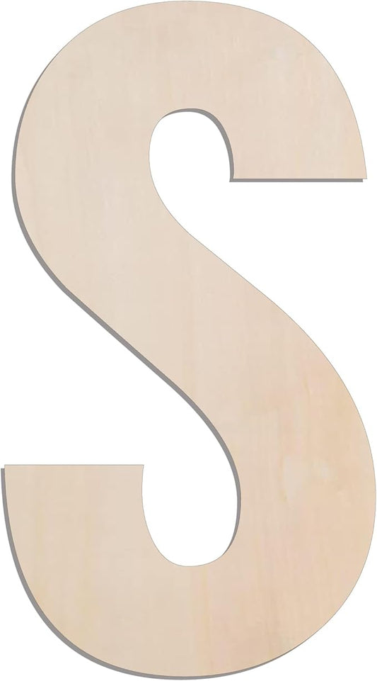 MGTECH 17 Inch Large Wooden Letter S, 1/4 in Thick Big Wood Letter for Crafts and Wall Decor