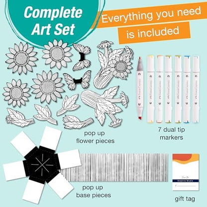 Faber-Castell Pop Up Coloring Bouquet: Sunflowers, Crafts for Adults and Sunflower Gifts for Women, Craft Kits for Adults and Teens, Adult Coloring and Gifts for Teen Girls | Gifts for Mom - Image 3