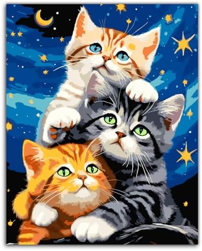 ZTOTZ Cat Paint by Numbers Kit for Adults, Animal Paint by Numbers Cats Kits, Kitten Painting by Numbers for Beginner,16x20 Canvas Set by ZTOTZ