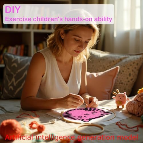 57lilina 6pcs Coaster Punch Needle Kit for Beginners & Adults, Animal Cat - Image 3