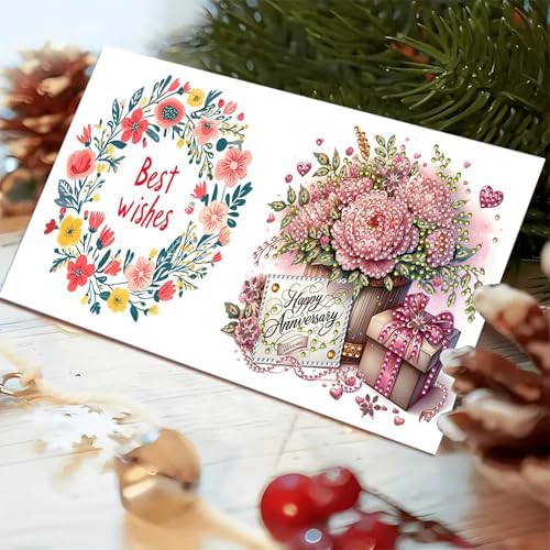 Christmas DIY Diamond Greeting Cards Set, 5D DIY Diamond Art Painting Christmas Style Greeting Card, Xmas Cards Making Kits for Family Friends Handmade Gift-#32-Happy Birthday - Image 4
