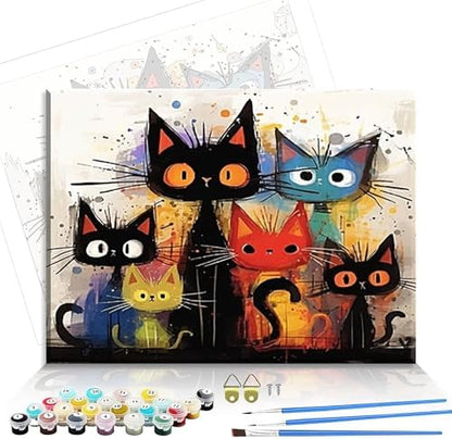 Cat Paint by Numbers Kit for Adults Framed Canvas,Animal Painting by Numbers Kits with Frame on Canva for Beginner,DIY Watercolor Oil Painting Frame for Birthday Gift Relax Decor for Home Wall. (cat1) by Hestarcul