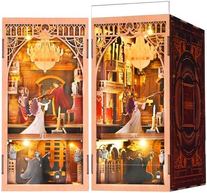 MiniCity Phantom of the Opera Book Nook Kit, DIY 3D Wooden Puzzle with LED by MiniCity