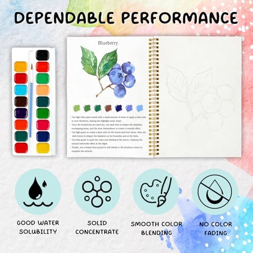 Fruit-Themed Watercolor Workbook, Water Coloring Book, 12 Different Patterns of DIY Designs, Summer Fruit Painting Book for Beginners, Stress Relieving and Relaxing Art Gift (Fruit) - Image 3