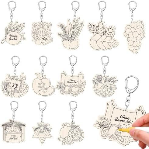 RattanView 24 Pcs Sukkot Craft Keychains DIY Keychain, 12 Styles by RattanView