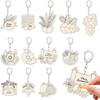 RattanView 24 Pcs Sukkot Craft Keychains DIY Keychain, 12 Styles by RattanView