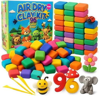 Air Dry Clay Kit 96 Colors for Kids, Lightweight and Non-Sticky Modeling Clay with Sculpting Tools and Storage Bags, DIY Arts and Crafts Gift for Boys and Girls Ages 3+ by Unknown