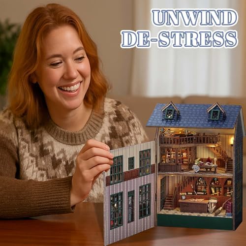 Kisoy DIY Miniature House Kit, Tiny House Building Kit with Furniture and LED Light for Adults and Teens, DIY Mini House Craft Kit, Decorations/Gifts for Family and Friends(Magic Shop) - Image 3