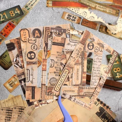 Vintage Scrapbook Kit, 90 Sheets Retro Tag Labels Collection, Scrapbooking Stickers and Decorative Papers Collage Materials, Ephemera for Junk Journal Supplies, Journaling, Crafts Arts, Scrap Booking - Image 6