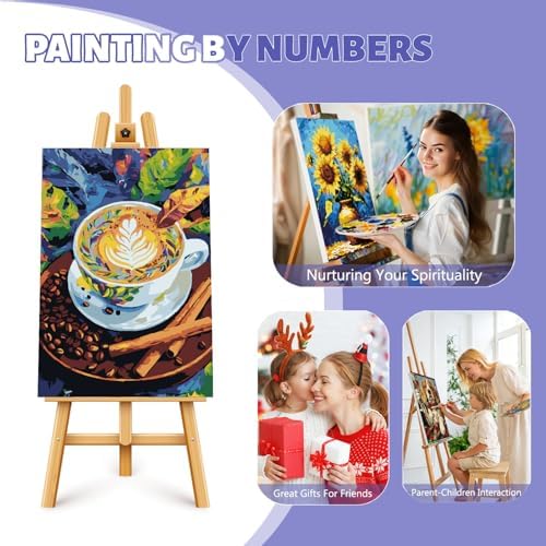 Framed Paint by Numbers Kit for Adults Beginner & Kids Ages 8-12, Coffee Theme Paint by Numbers with frame, without Easel, DIY Acrylic Number Painting for Adults for Home Decor Gift 8 x 12 Inch - Image 7