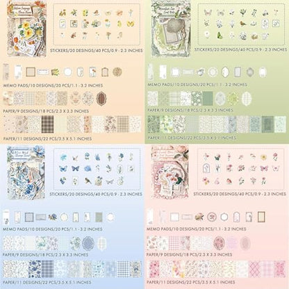400Pcs Vintage Floral Scrapbook Paper & Junk Journal Stickers, Scrapbook Supplies Kit, 4 Pack Journaling Supplies for Bullet Journaling, Retro Crafts, Planner, Mixed Media, Collage Card Album - Image 2